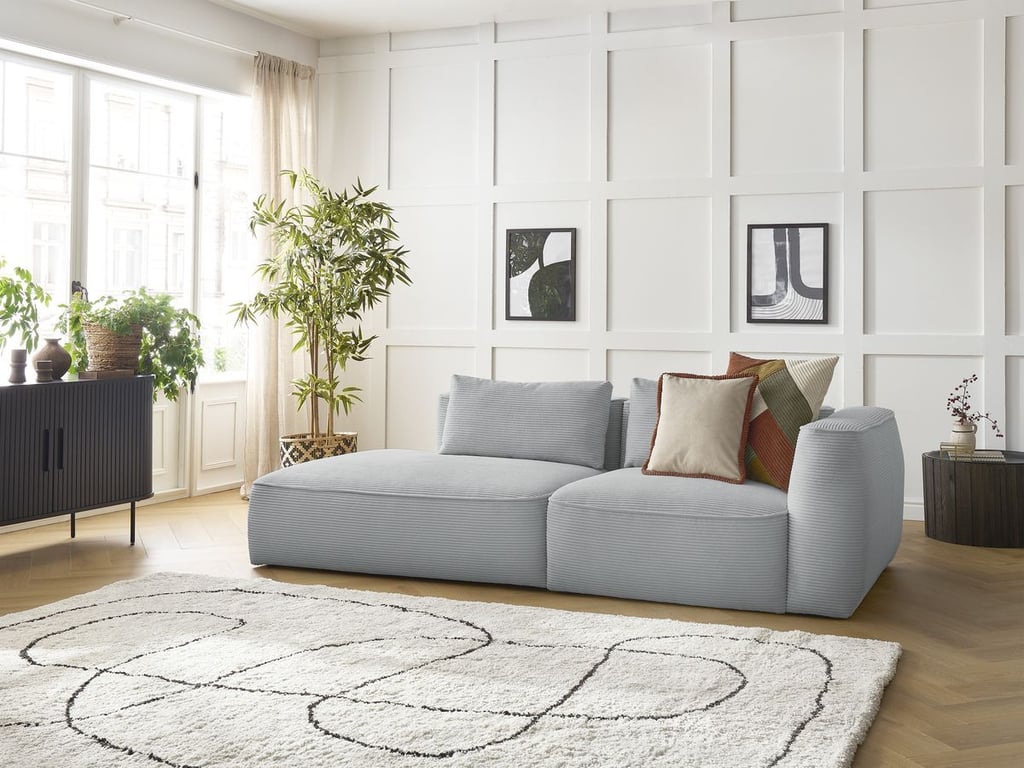 Produit similaire: Canapé droit fixe 3 places LEOPOLD velours côtelé gris clair accoudoir droit BOBOCHIC