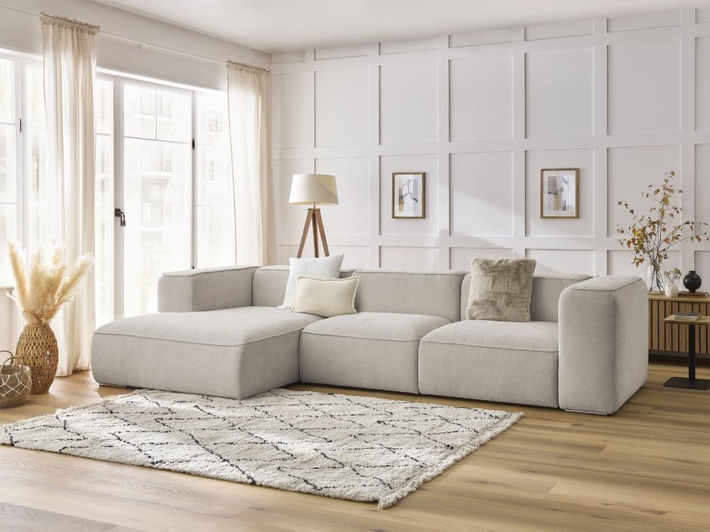 Produit similaire: Canapé d'angle fixe ZEPHYR beige angle gauche BOBOCHIC 4 places