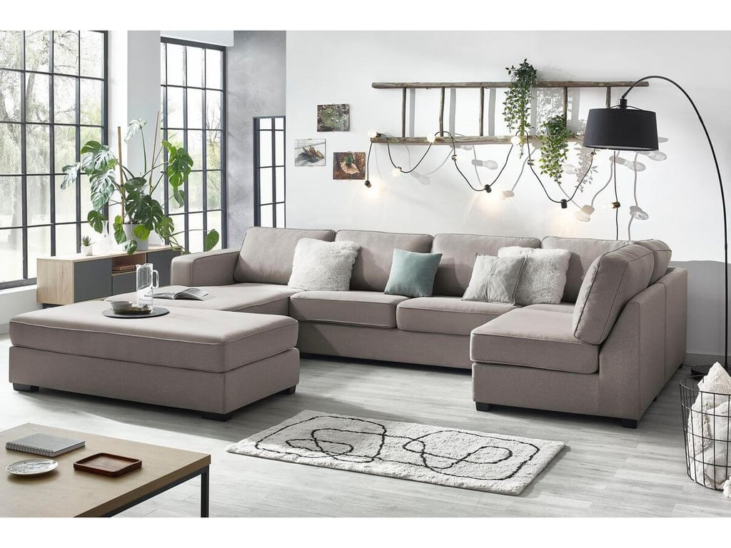 Produit similaire: Canapé panoramique convertible MEGA avec pouf taupe angle gauche BOBOCHIC 8 places