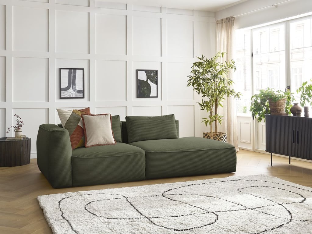 Produit similaire: Canapé droit fixe 3 places LEOPOLD velours côtelé vert clair accoudoir gauche BOBOCHIC