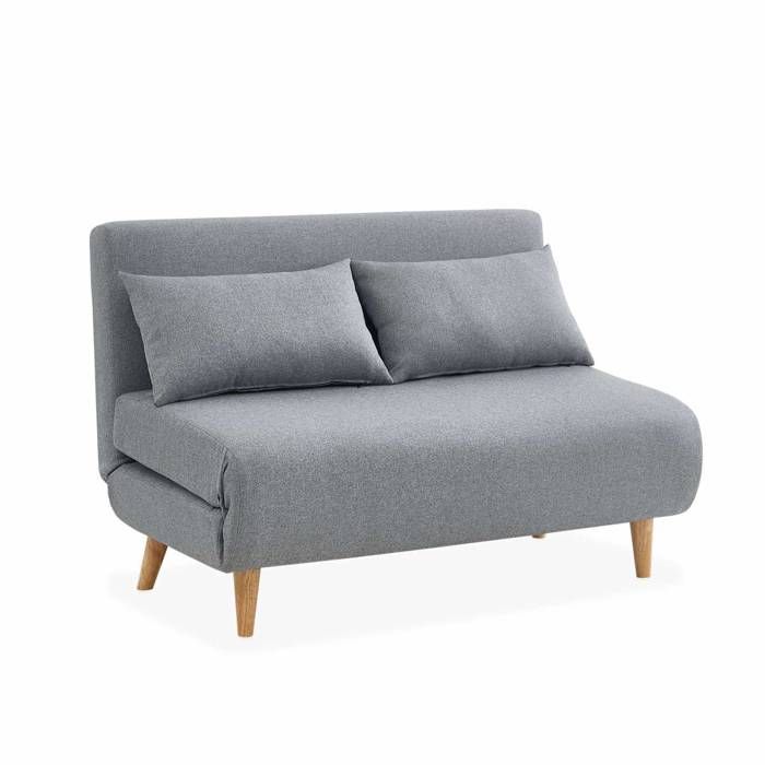 Produit similaire: Canapé convertible en tissu - Guesta - 2 places scandinave. pieds bois foncé. gris clair. banquette. dossier inclinable