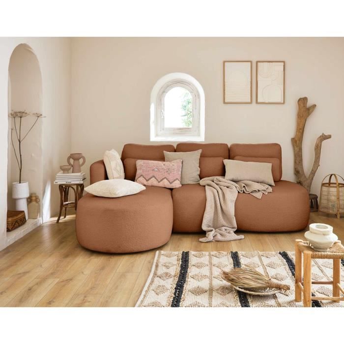 Produit similaire: Mahina - canapé d'angle gauche - 4 places - convertible avec coffre - en tissu bouclette - Rouille