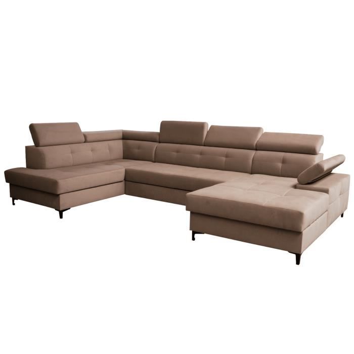 Produit similaire: Grand canapé d'angle XXL en U panoramique lit convertible avec coffre 6-7 places - CAPI - Beige (Trinity 04, Gauche)