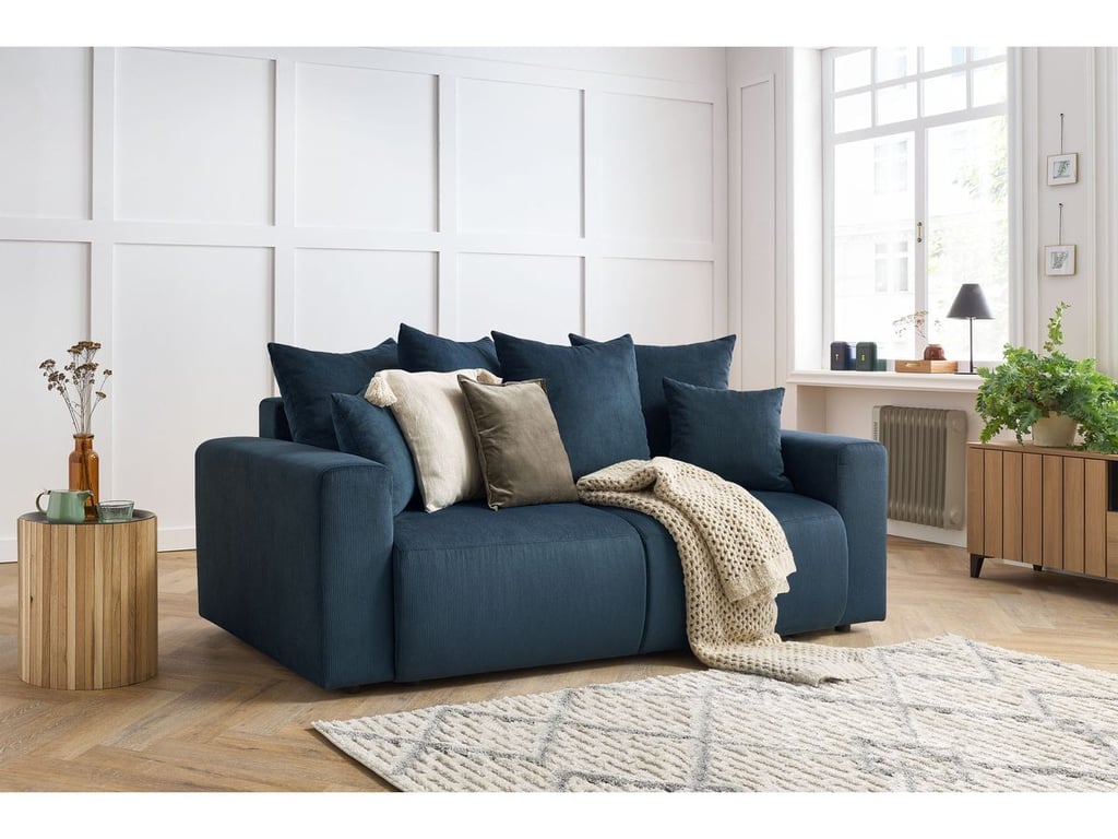 Produit similaire: Canapé droit fixe 2 places ENVY velours côtelé bleu foncé BOBOCHIC