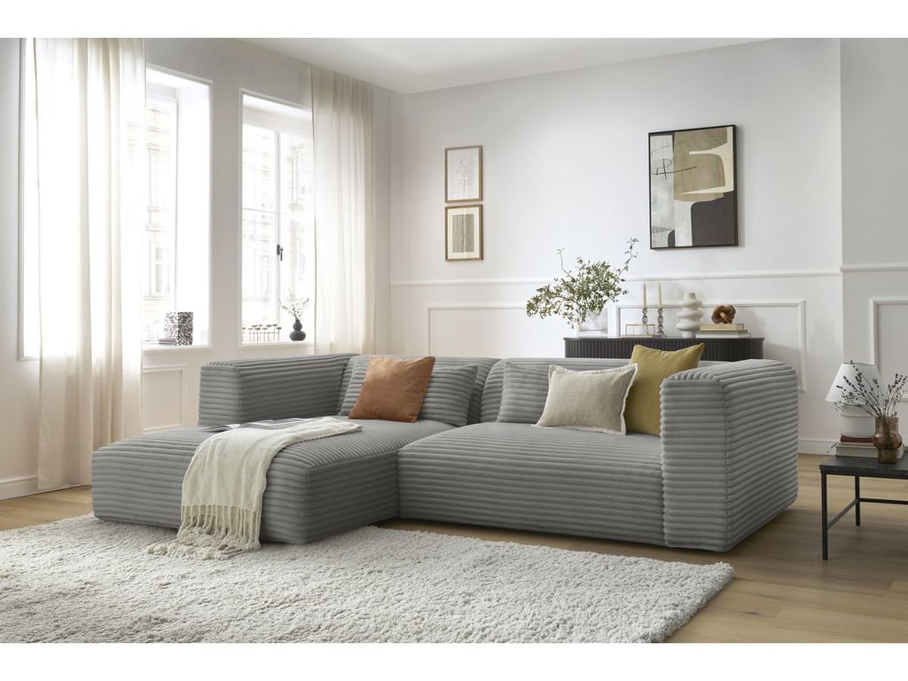 Produit similaire: Canapé d'angle fixe HARRY gros côtelé doux gris foncé  angle gauche BOBOCHIC 3 places