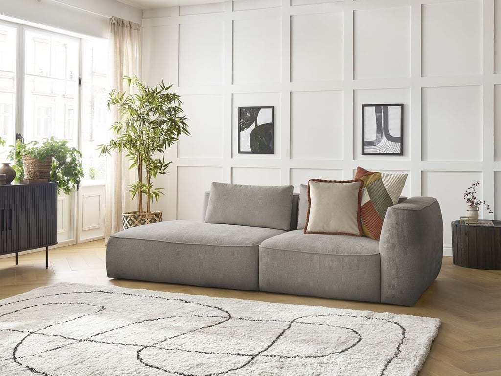 Produit similaire: Canapé droit fixe 3 places LEOPOLD tissu texturé taupe accoudoir droit BOBOCHIC