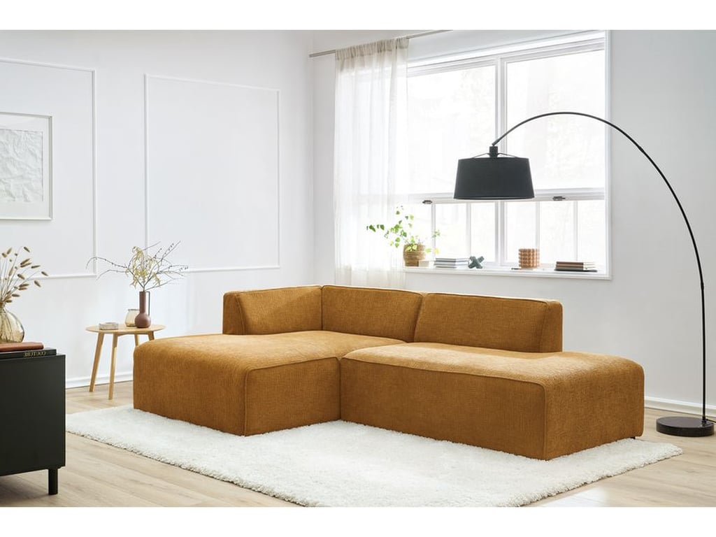 Produit similaire: Canapé d'angle fixe MEGEVE tissu texturé jaune angle gauche BOBOCHIC 4 places