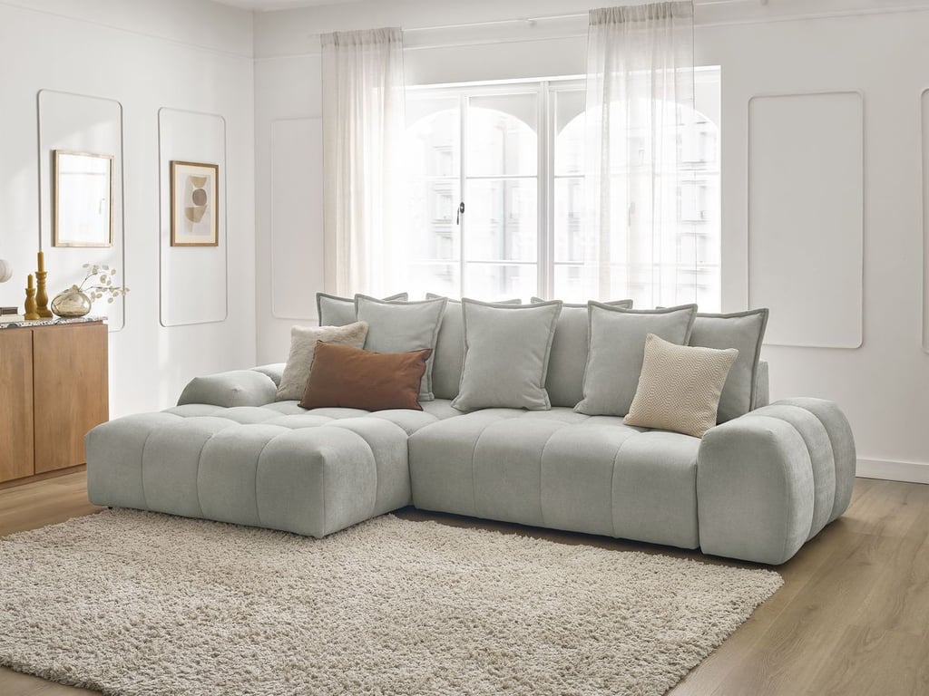 Produit similaire: Canapé d'angle convertible coffre EVEREST tissu texturé gris clair angle gauche BOBOCHIC 3 places