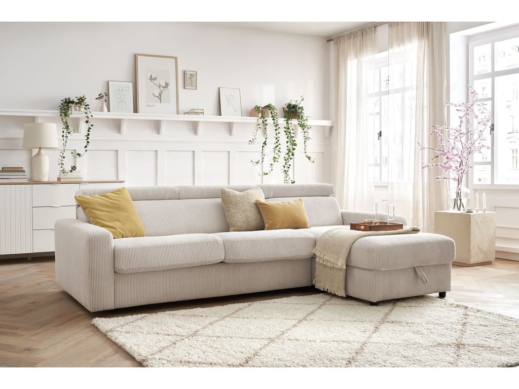 Produit similaire: Canapé d'angle réversible convertible coffre MONACO velours côtelé beige 160x190 réversible BOBOCHIC 4 places