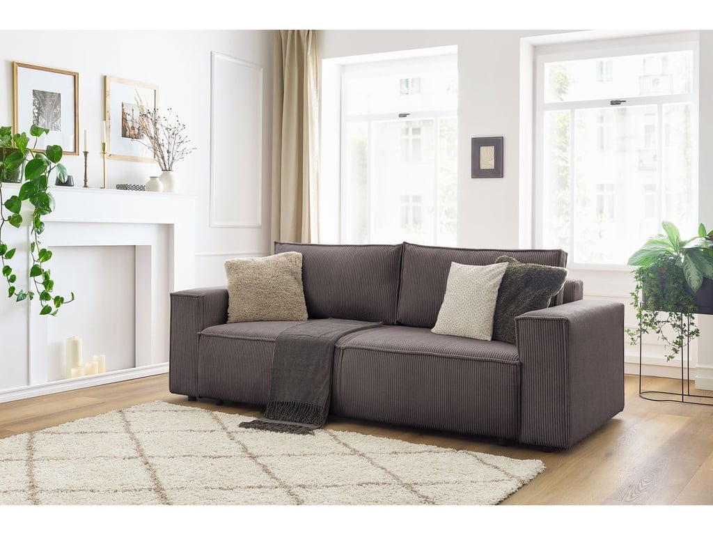 Produit similaire: Canapé droit fixe 3 places NIHAD velours côtelé taupe BOBOCHIC