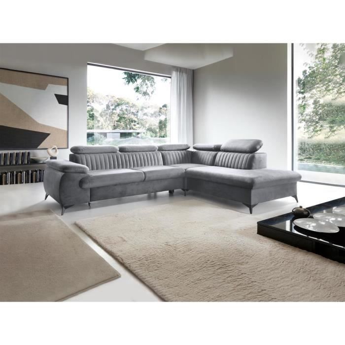 Produit similaire: Canapé grand angle droit convertible en velours gris clair SAMARA de Pascal Morabito
