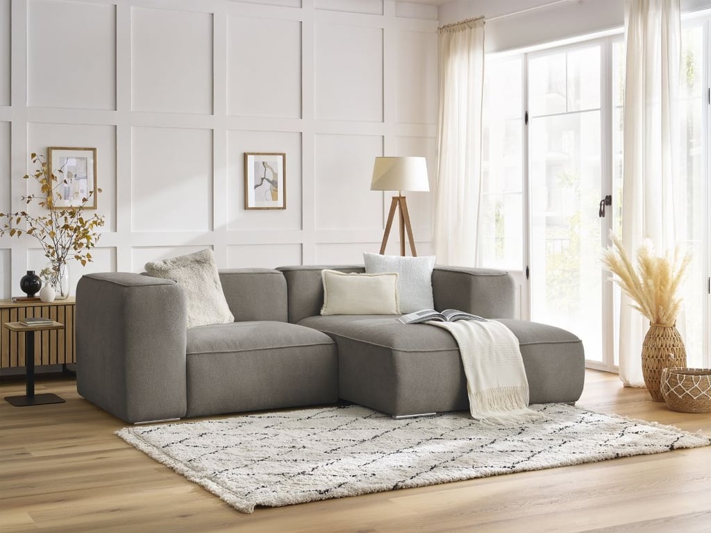 Produit similaire: Canapé d'angle fixe compact ZEPHYR taupe angle droit BOBOCHIC 3 places