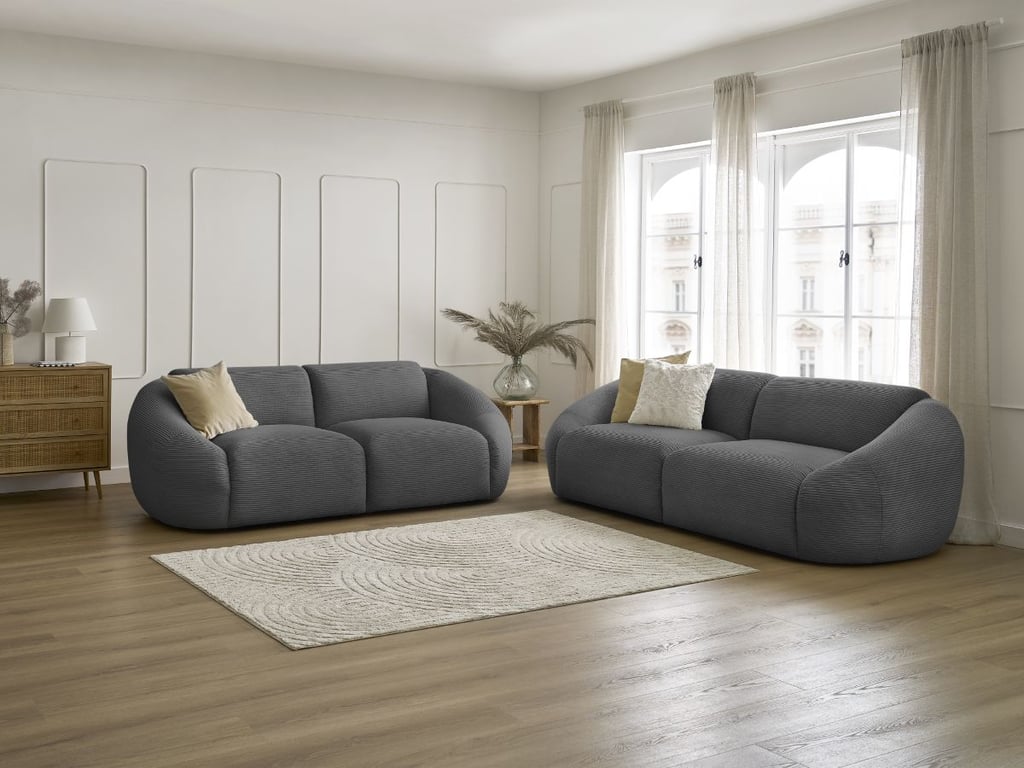 Produit similaire: Ensemble canapé droit fixe 3 + 2 places TINA velours côtelé gris foncé BOBOCHIC