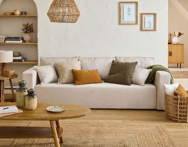 Topaze - canapé 3 places - convertible avec coffre - en tissu - Beige