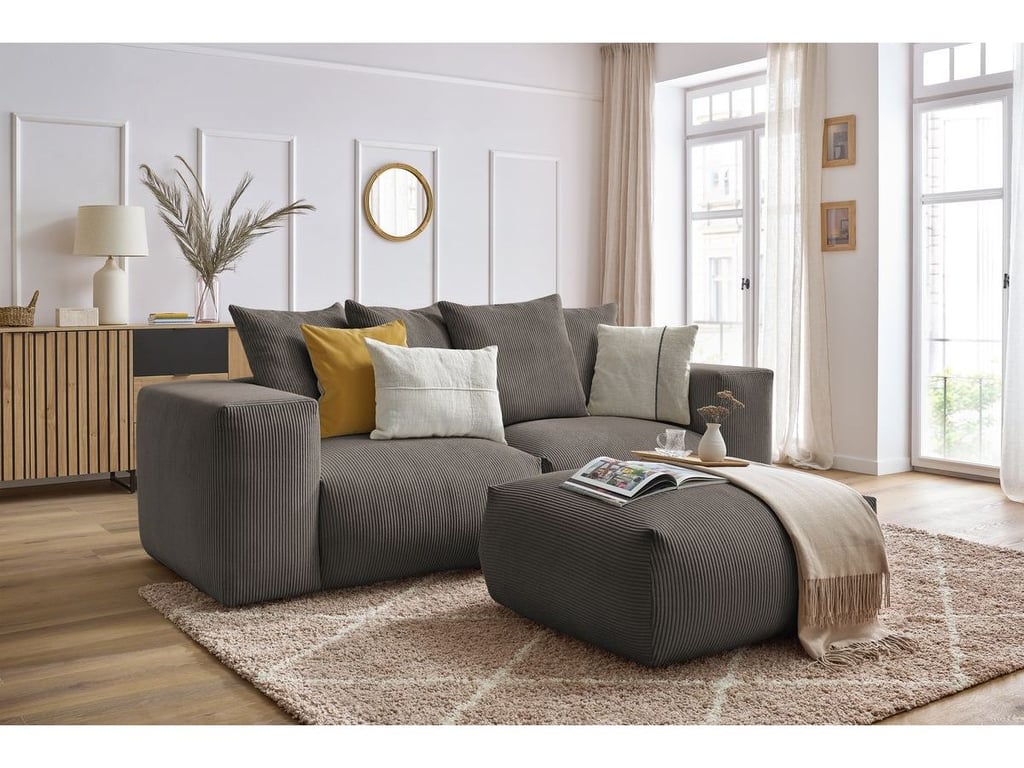 Produit similaire: Canapé droit fixe modulable VOLTAIRE avec pouf taupe BOBOCHIC 4 places