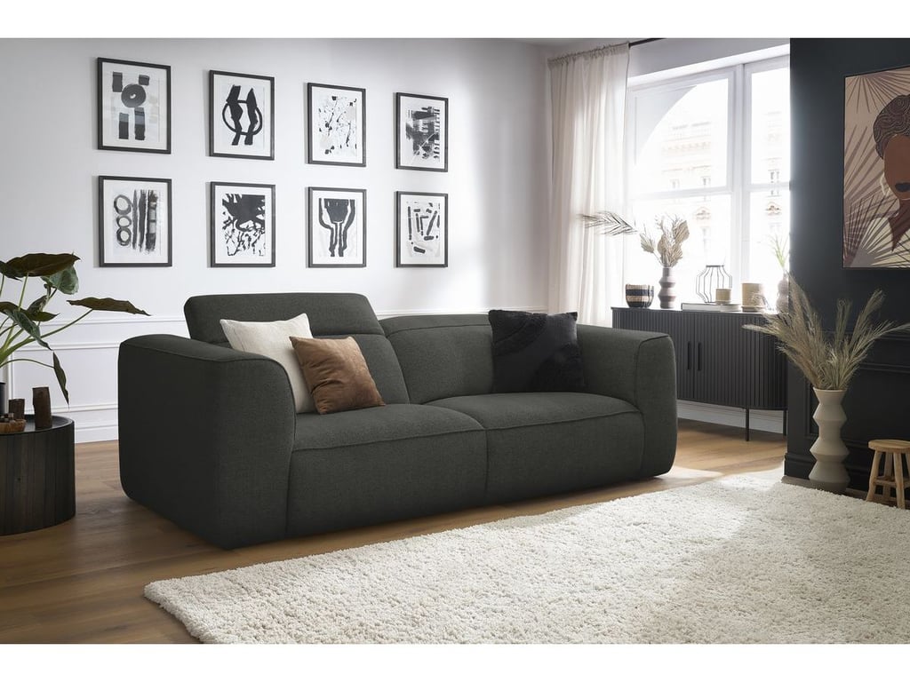 Produit similaire: Canapé droit fixe 3 places WILLIAM avec têtières gris foncé BOBOCHIC