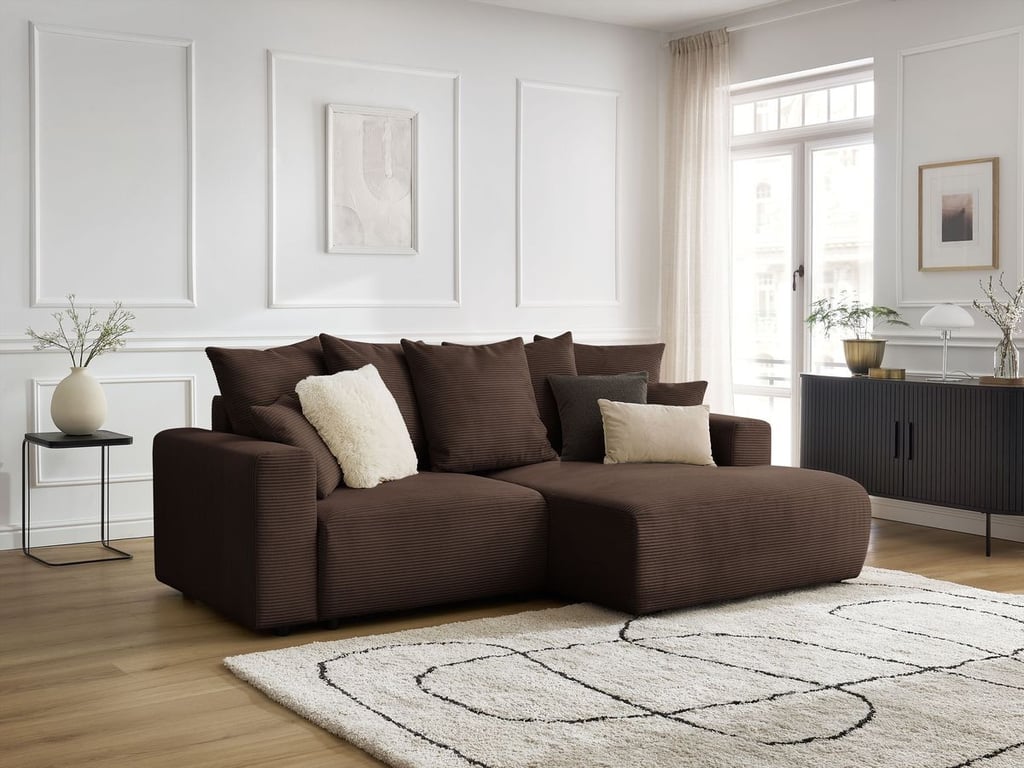 Produit similaire: Canapé d'angle convertible coffre ATILLA velours côtelé marron angle droit BOBOCHIC 3 places