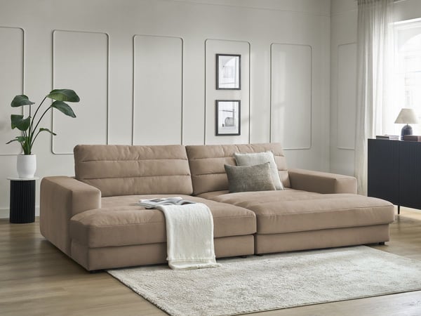 Sierra canapé droit fixe assise profonde 4 places velours taupe