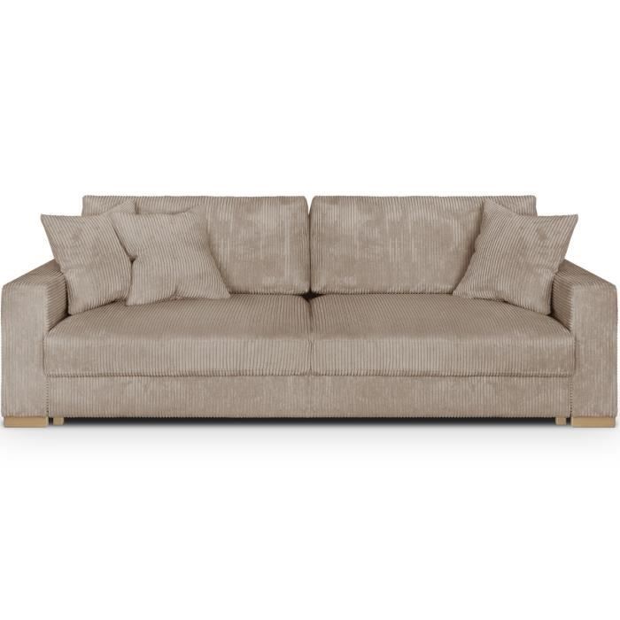 Produit similaire: Canapé convertible 3 places en velours côtelé taupe - Robin