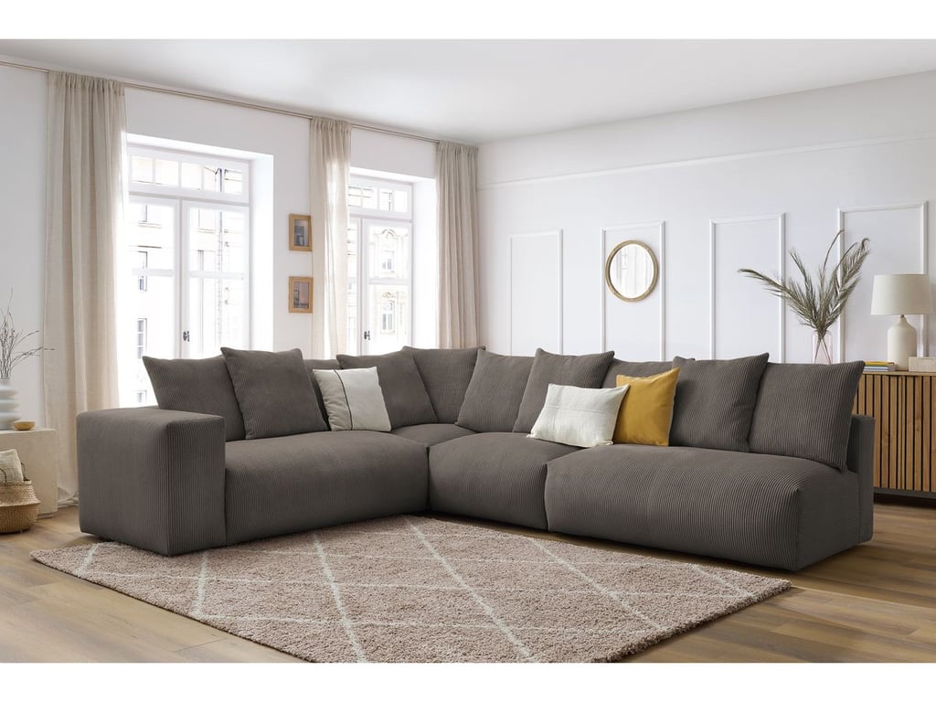 Produit similaire: Canapé d'angle fixe modulable VOLTAIRE avec 2 chauffeuses 2 places, 1 angle et 1 chauffeuse 1 place taupe angle gauche BOBOCHIC 6 places