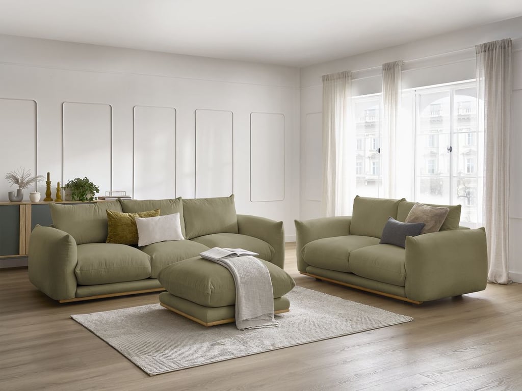 Produit similaire: Ensemble canapé droit fixe 3+2 places ERNEST avec pouf vert BOBOCHIC