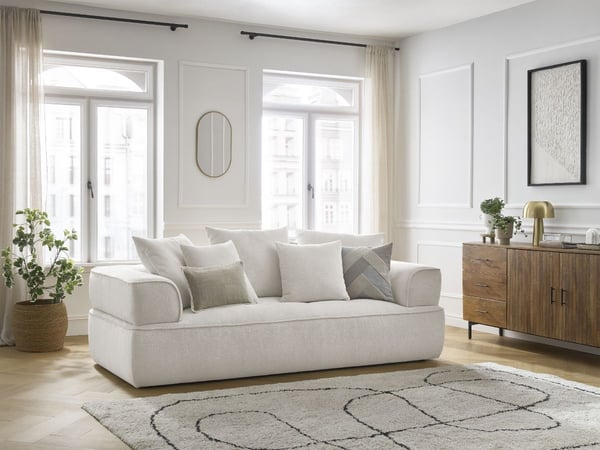 Whesley canapé droit fixe 3 places beige