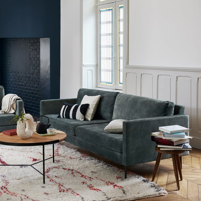 Produit similaire: Canapé Cesare - 3 Places Velours vintage kaki grisé