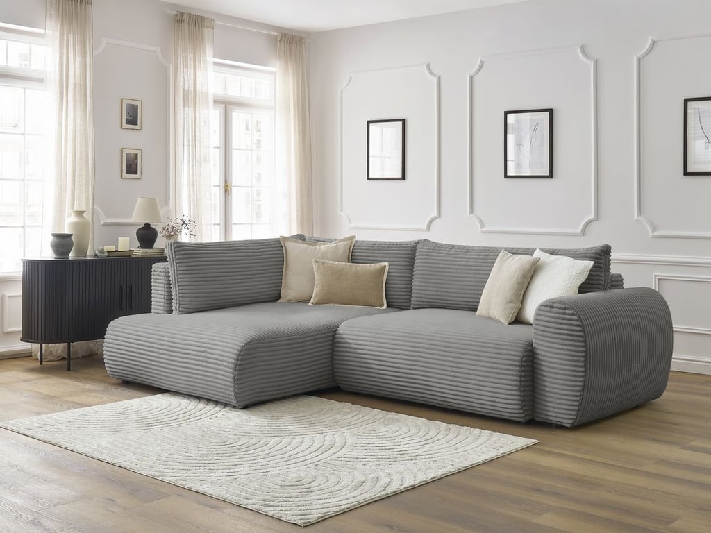 Produit similaire: Canapé d'angle L convertible coffre LUCIEN gros côtelé doux gris foncé angle gauche BOBOCHIC 3 places