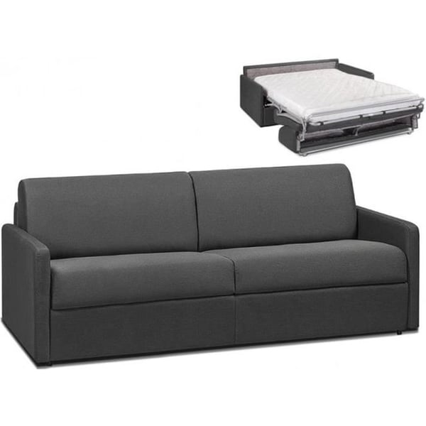 Canapé convertible express en tissu CALIFE - Gris - 4 places - Couchage 160 cm