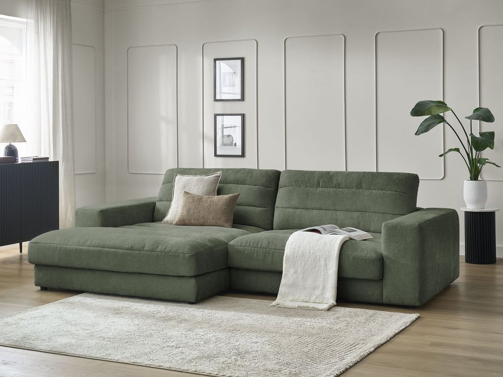 Produit similaire: Canapé d'angle fixe SIERRA tissu texturé vert foncé angle gauche BOBOCHIC 3 places