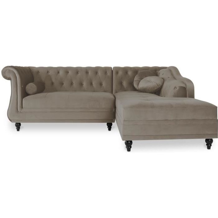 Produit similaire: Canapé d'angle Empire Taupe Velours style Chesterfield - 4 places - 180cm profondeur - Classique