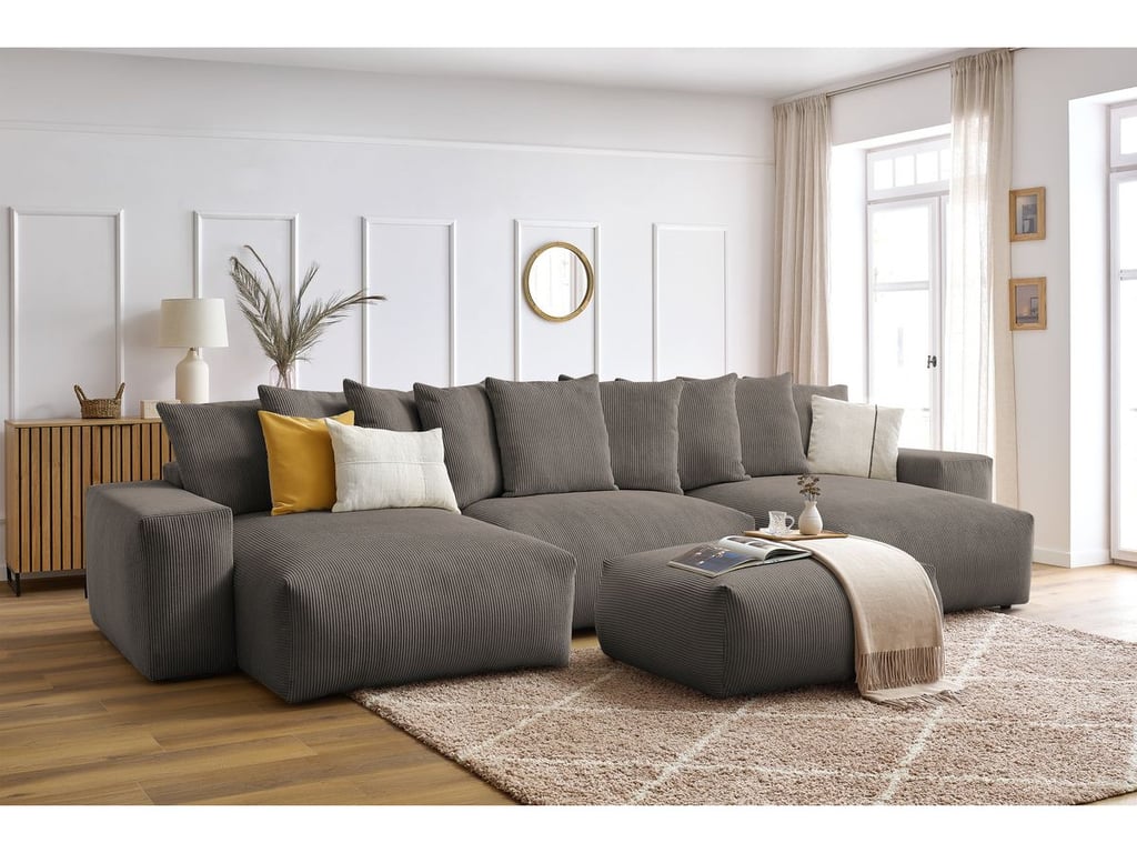 Produit similaire: Canapé panoramique convertible coffre VOLTAIRE avec pouf taupe panoramique BOBOCHIC 7 places