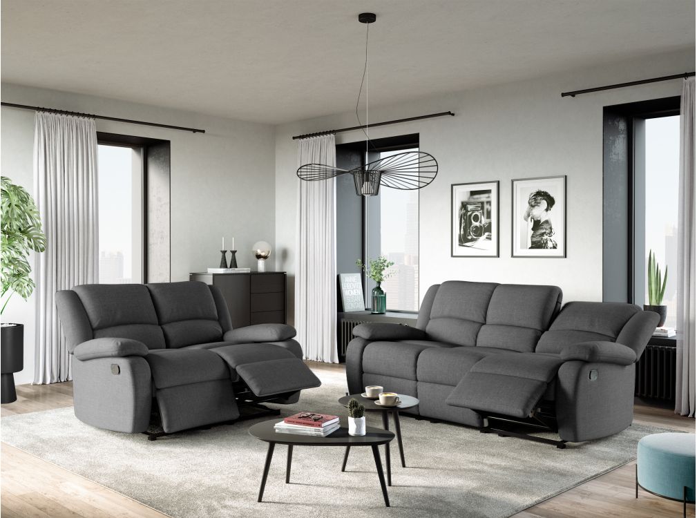 Produit similaire: RELAXXO - Canapé Relaxation manuel LEO 3 places en Tissu