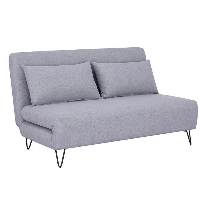 Produit similaire: Canapés - Canapé en velours convertible en lit 2 places - Gris - L 141 x H 81 x P 90 cm