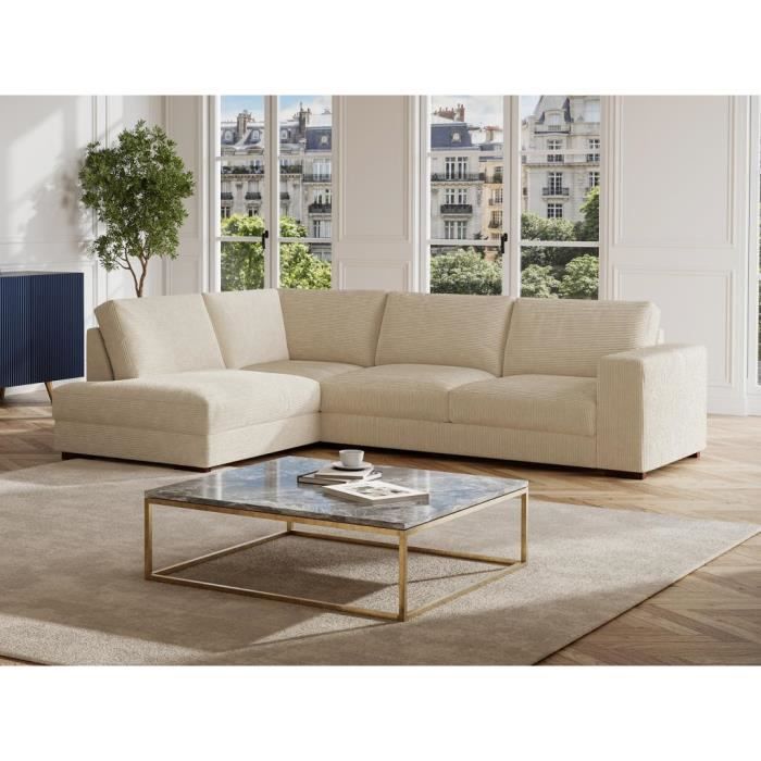 Produit similaire: Canapé d'angle gauche en velours côtelé beige MESETA