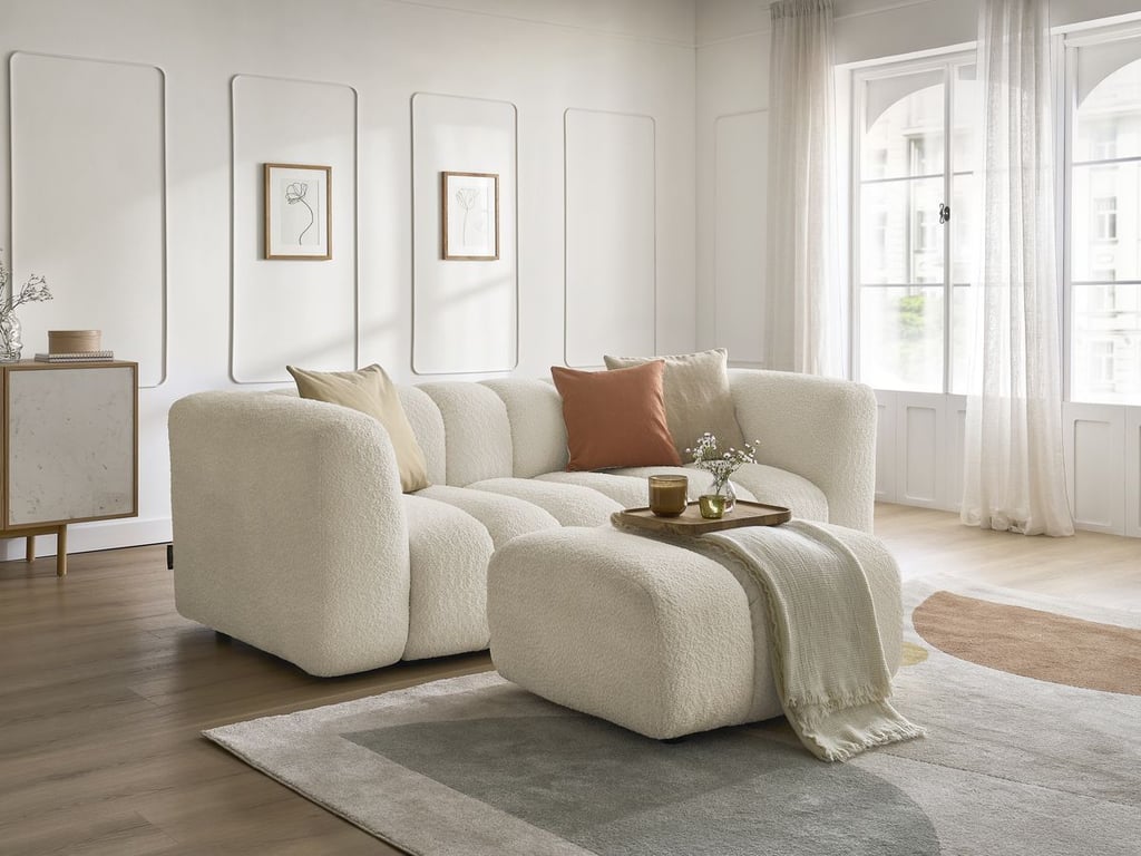 Produit similaire: Talia canapé droit fixe 3 places tissu bouclette beige