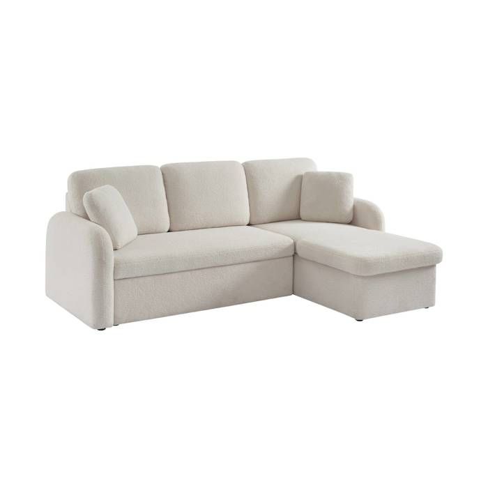 Produit similaire: Canapé d'angle convertible en tissu bouclettes blanches - Milano - 3 places. fauteuil d'angle réversible coffre rangement lit