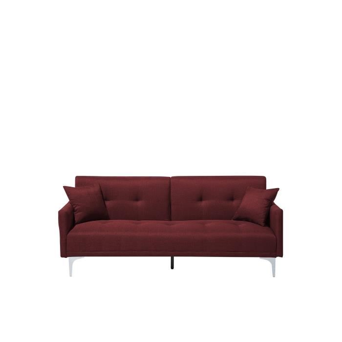 Canapé convertible en tissu rouge LUCAN - BELIANI - Contemporain - Design - Moelleux - 3 personnes - Rouge