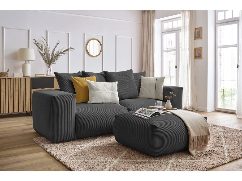 Produit similaire: Canapé droit fixe modulable VOLTAIRE avec pouf gris foncé BOBOCHIC 4 places