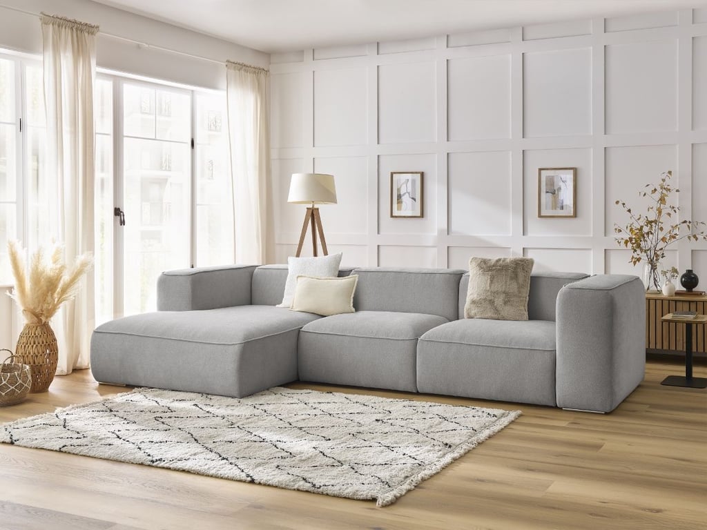 Produit similaire: Canapé d'angle fixe ZEPHYR gris clair angle gauche BOBOCHIC 4 places