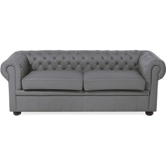Produit similaire: Canapé en cuir gris CHESTERFIELD - BELIANI - 3 places - Style classique - Intemporel - Confort moelleux