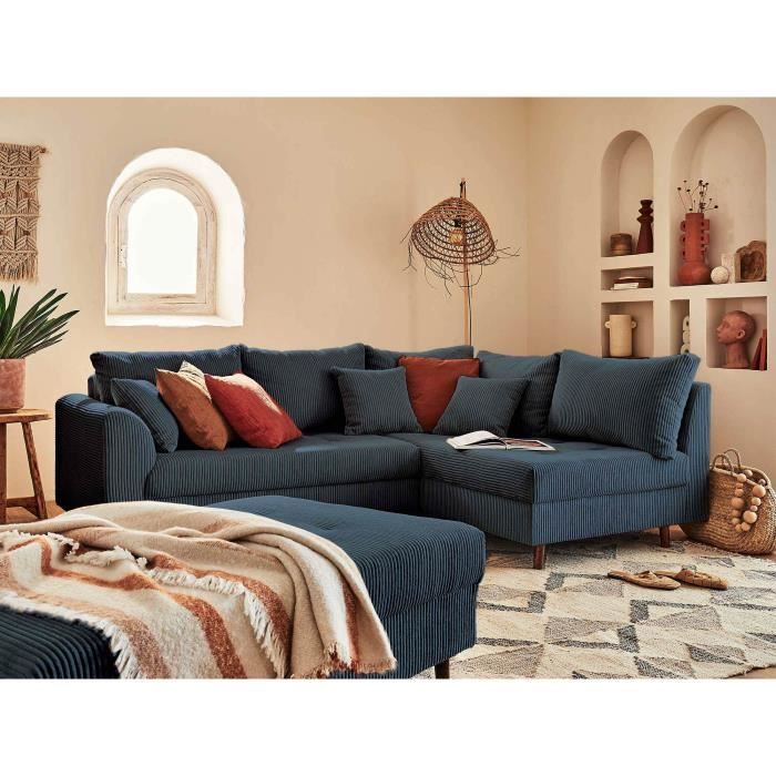 Produit similaire: Canapé d'angle droit Rune - Lisa Design - 4 places - en velours côtelé - Bleu nuit
