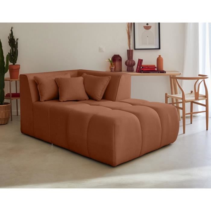 Produit similaire: Canapé méridienne droit en tissu Rouille - LISA DESIGN - Caracas - 2 places - Ressorts ondulés