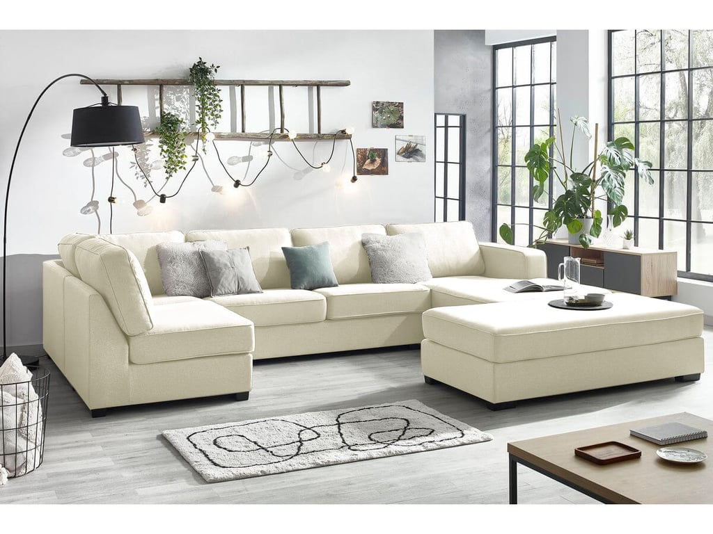 Produit similaire: Canapé panoramique convertible MEGA avec pouf beige angle droit BOBOCHIC 8 places