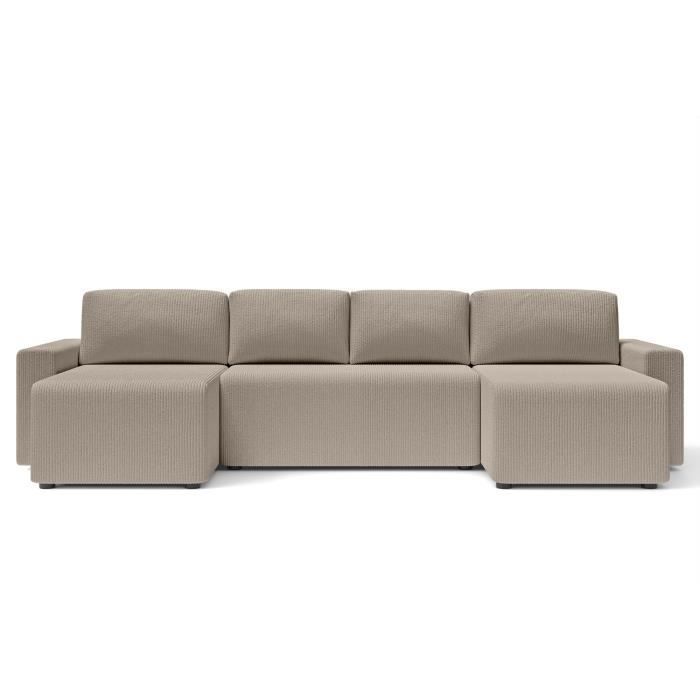 Produit similaire: Canapé panoramique convertible MAX en velours côtelé grège 6 places - Coffre de rangement - BAÏTA