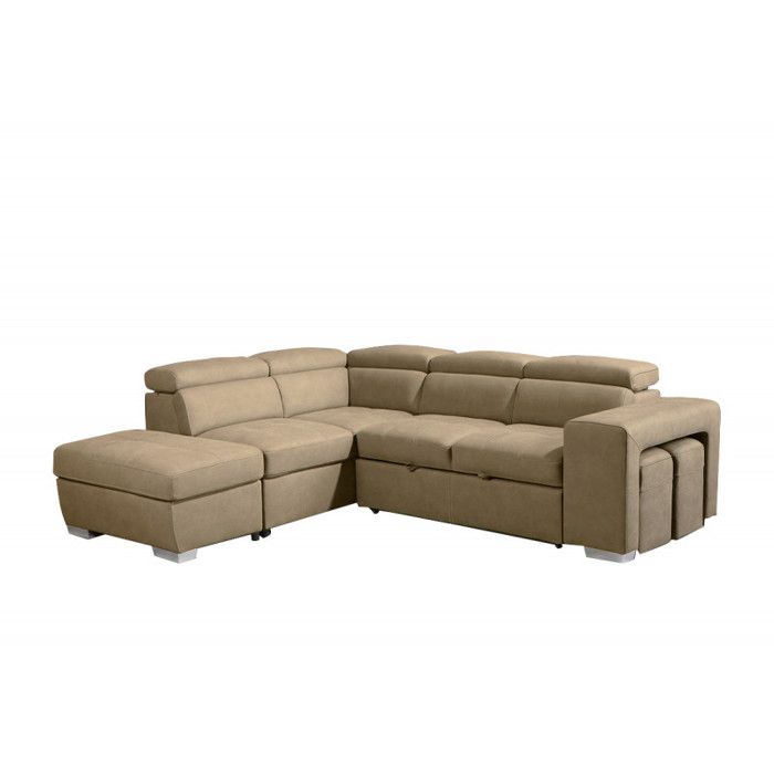 Produit similaire: Canapé beige d'angle gauche convertible en suédine - VEGAS Meubletmoi