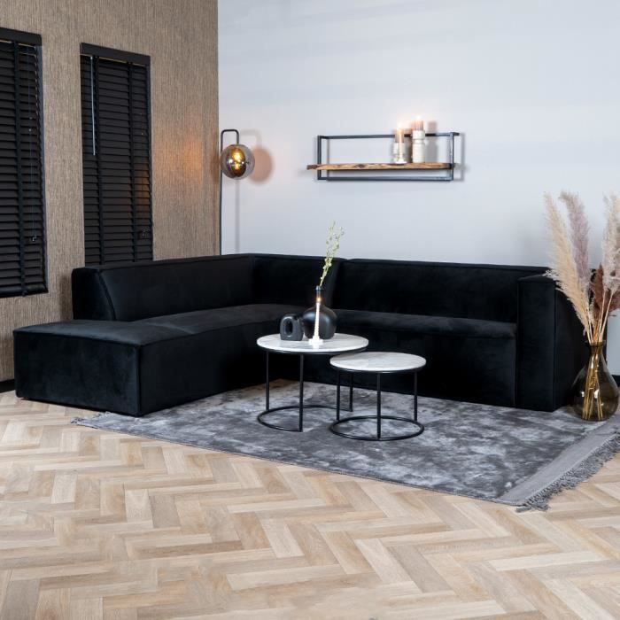 Produit similaire: Livin24  Canapé d'angle en velours Memphis noir gauche