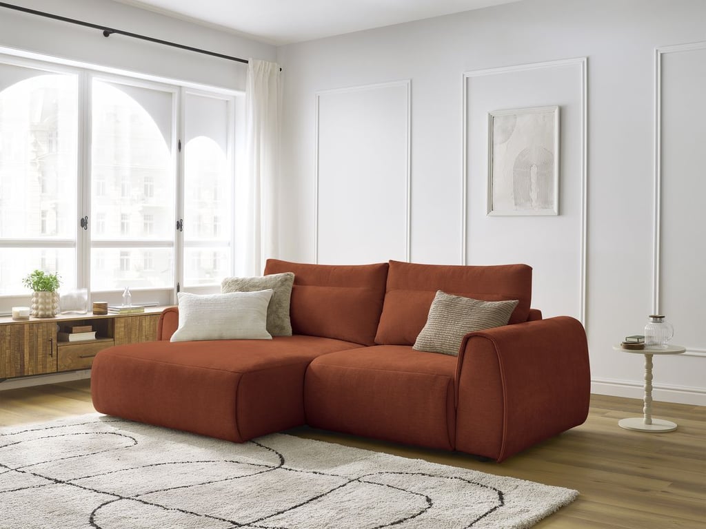 Produit similaire: Canapé d'angle fixe compact ADEN orange angle gauche BOBOCHIC 3 places