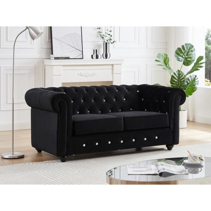 Produit similaire: Canapé 2 places en velours noir effet cristal CHESTERFIELD - VENTE-UNIQUE