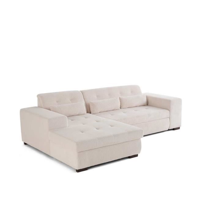 Produit similaire: Canapé d'angle convertible Vermont - Lisa Design - 4 places - Coffre de rangement - Velours côtelé Beige